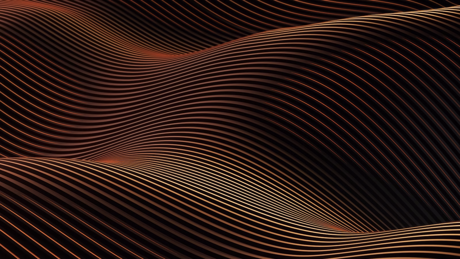 a black and orange background with wavy lines