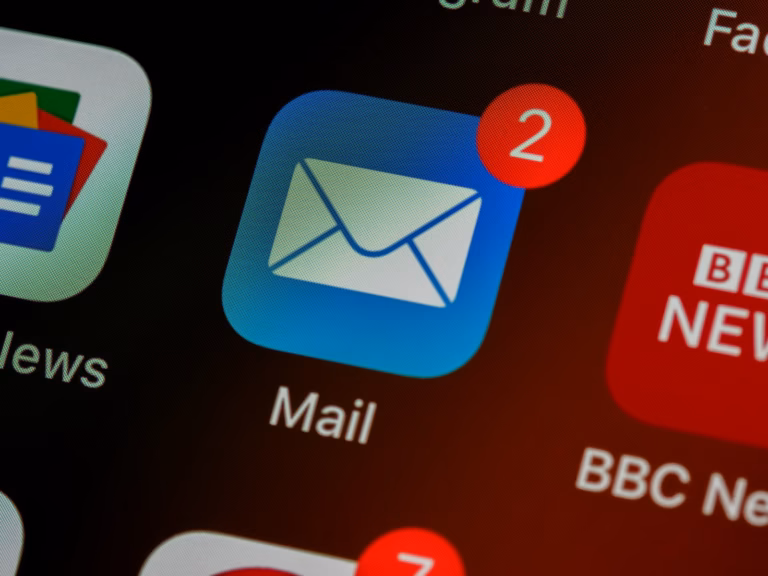 closeup of mail app icon on phone